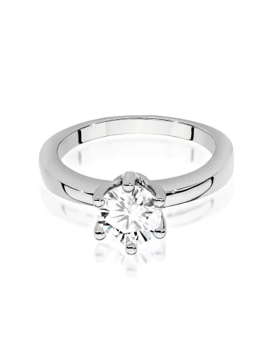 Klasikinis balto aukso žiedas su deimantu - Deimantinė Elegancija (1,00 ct)