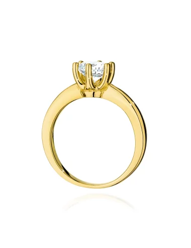 Klasikinis geltono aukso žiedas su deimantu - Deimantinė Elegancija (1,00 ct)