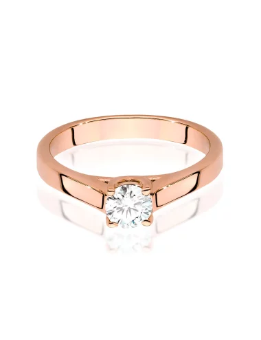 Klasikinis raudono aukso žiedas su deimantu - Klasikinis Meilės Simbolis (0,40 ct)