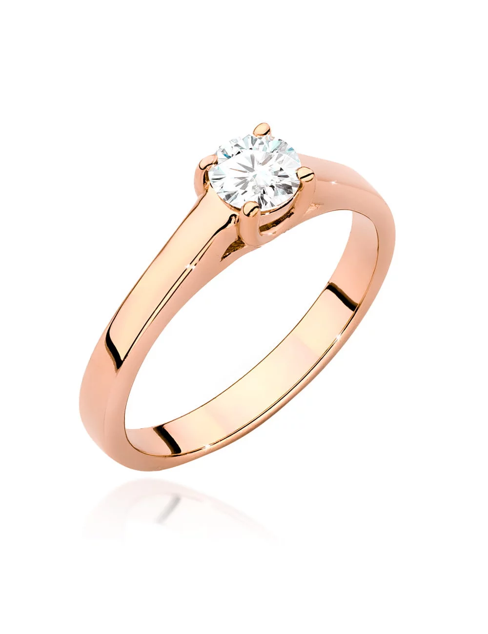Klasikinis raudono aukso žiedas su deimantu - Klasikinis Meilės Simbolis (0,40 ct)