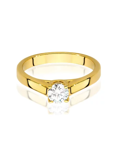 Klasikinis geltono aukso žiedas su deimantu - Klasikinis Meilės Simbolis