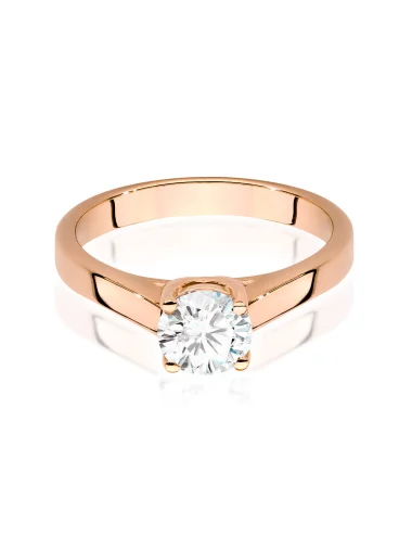 Klasikinis raudono aukso žiedas su deimantu - Klasikinis Meilės Simbolis (0,70 ct)