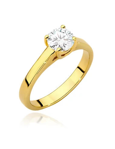 Klasikinis geltono aukso žiedas su deimantu - Klasikinis Meilės Simbolis (0,70 ct)