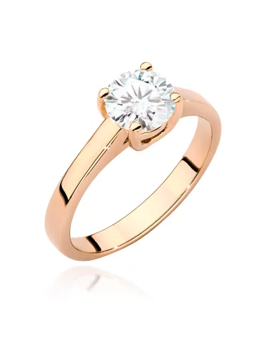 Klasikinis raudono aukso žiedas su deimantu - Klasikinis Meilės Simbolis (1,00 ct)