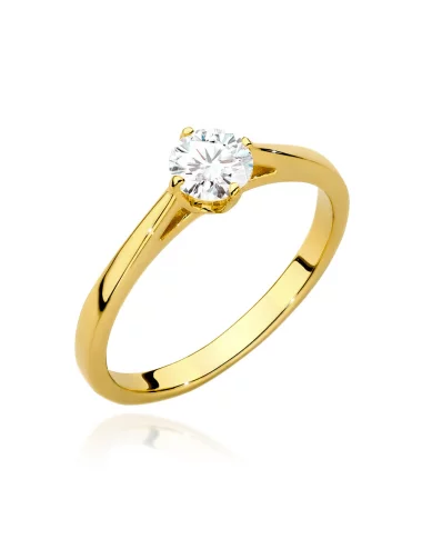Klasikinis geltono aukso žiedas su deimantu