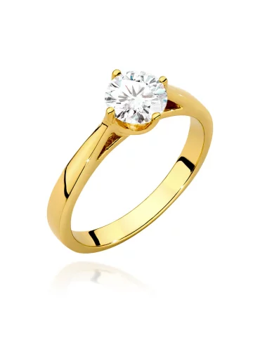 Klasikinis geltonas aukso žiedas su deimantu