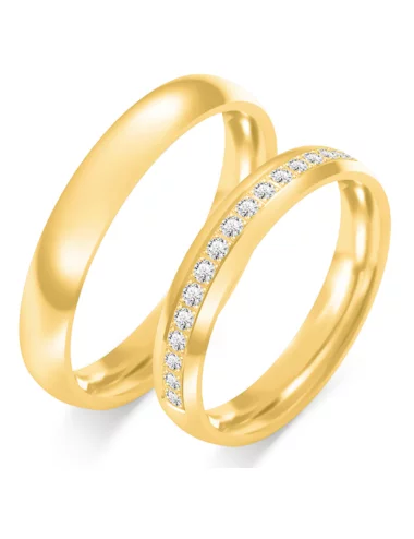 Vestuviniai žiedai - Klasikiniai su deimantais (4 mm)