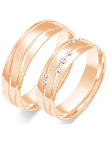 Vestuviniai žiedai - Deimantinės bangelės (6 mm)