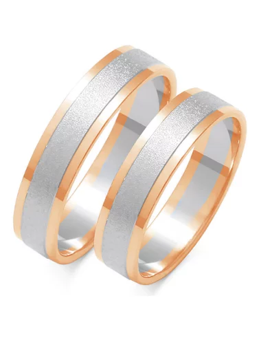 Dviejų spalvų vestuviniai žiedai - Matinis paviršius (5 mm)