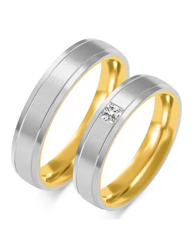 Vestuviniai žiedai su kvadrato formos deimantu (5 mm)
