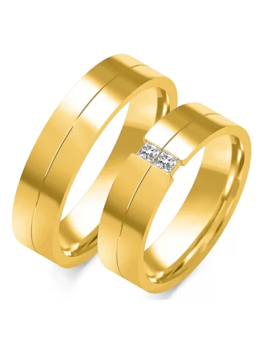 Vestuviniai žiedai su kvadrato formos deimantais