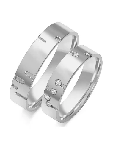 Dviejų aukso spalvu modernaus dizaino vestuviniai žiedai