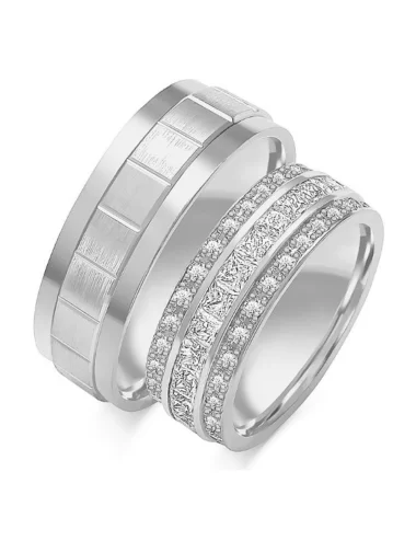 Vestuviniai žiedai - Skirtingi deimantai (7,50 mm) (3,00 ct) (pora)
