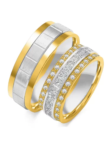 Vestuviniai žiedai - Skirtingi deimantai (7,50 mm) (3,00 ct) (pora)_1