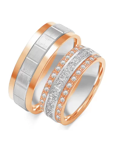 Vestuviniai žiedai - Skirtingi deimantai (7,50 mm) (3,00 ct) (pora)_4