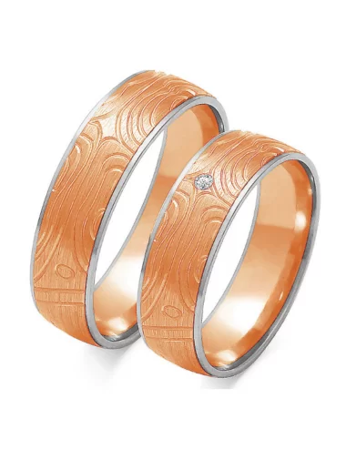 Dviejų spalvu vestuviniai žiedai su individualiu raštu
