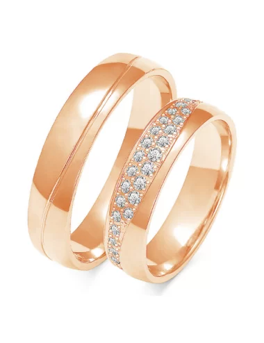 Geltono aukso vestuviniai žiedai su deimantais
