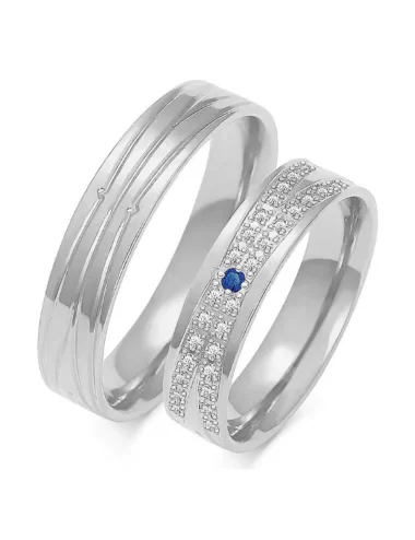 Vestuviniai žiedai su deimantais ir safyru (5 mm) (0,40 ct) (pora)_4