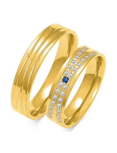 Vestuviniai žiedai su deimantais ir safyru (5 mm) (0,40 ct) (pora)_3
