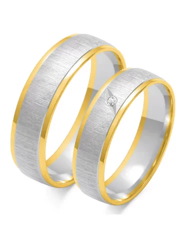 Dviejų spalvų gilaus matinio paviršiaus vestuviniai žiedai