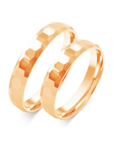 raudono aukso vestuviniai žiedai su medžio raštų