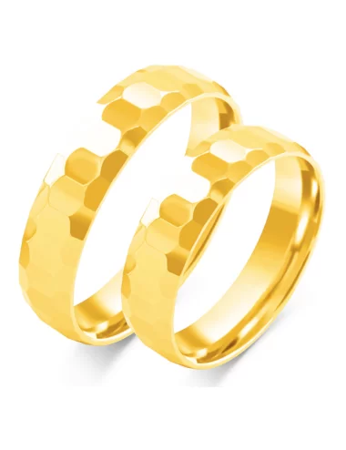 Geltono aukso vestuviniai žiedai Medžio raštas