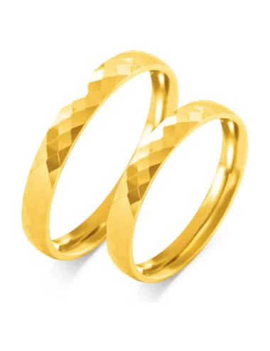 Minimalistiniai vestuviniai žiedai - Rombo raštas