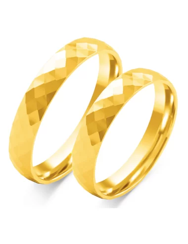Geltono aukso vestuviniai žiedai - Rombo raštas
