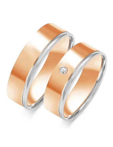 Dviejų spalvų blizgaus paviršiaus vestuviniai žiedai