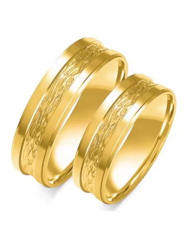 dviejų spalvų vestuviniai žiedai su gilią faktūrą
