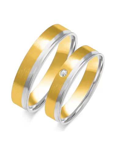 Dvieju aukso spalvu vestuviniai žiedai - Dvi linijos