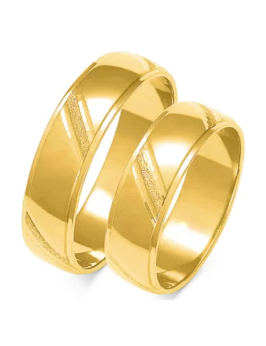 dviejų aukso spalvų platūs faktūriški vestuviniai žiedai