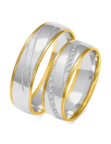 Vestuviniai žiedai su matinė faktūra ir deimantais
