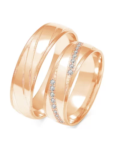 Vestuviniai žiedai su matinė faktūra ir deimantais