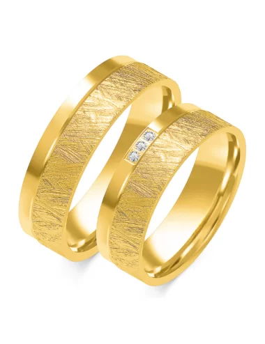 vestuviniai žiedai su gilia faktūra geltono aukso