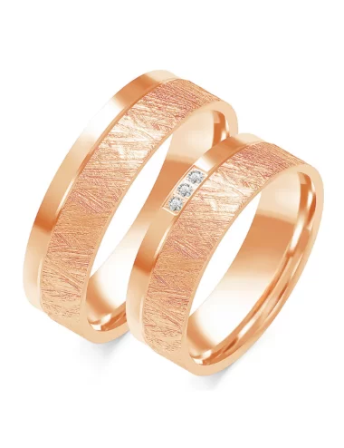 vestuviniai žiedai su gilia faktūra raudono aukso