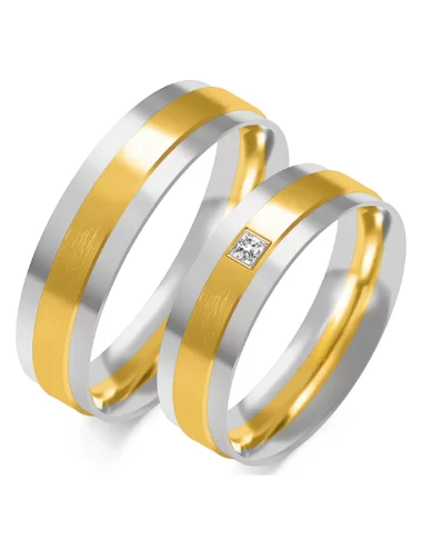 vestuviniai žiedai su kvadrato formos deimantu