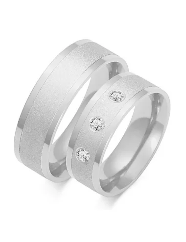 Platūs, modernūs vestuviniai žiedai su smėlinės faktūros paviršiumi