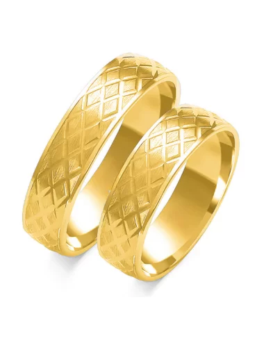 Šilkinės matinės faktūros auksiniai vestuviniai žiedai