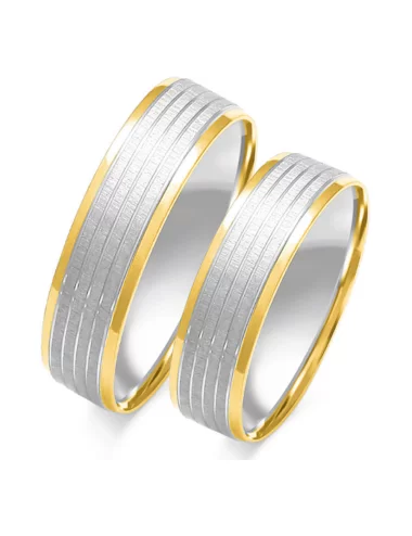 Platūs šilkinės matinės faktūros auksiniai vestuviniai žiedai