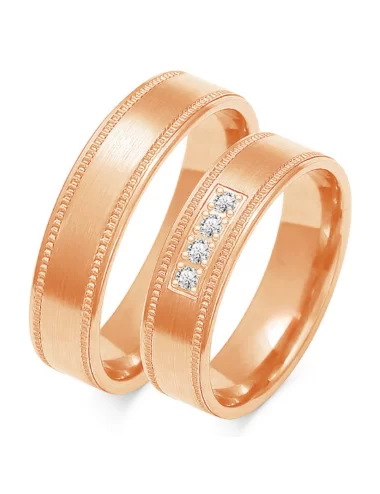 Šilkinės matinės faktūros vestuviniai žiedai su dekoratyviais krašteliais