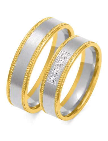 Šilkinės matinės faktūros vestuviniai žiedai su dekoratyviais krašteliais