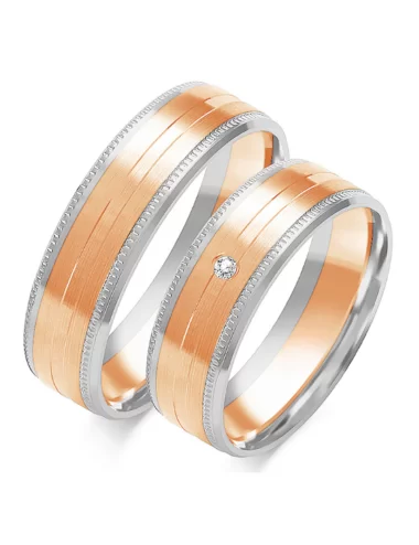 Matinės auksinės faktūros modernūs vestuviniai žiedai su dekoratyviniais krašteliais