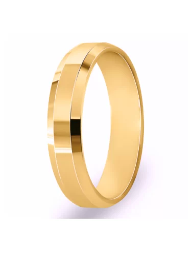modernus vestuvinis vyriškas žiedas geltono aukso - Modern V
