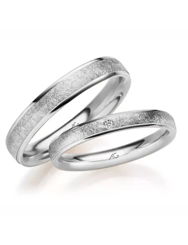 Modernus vestuvinis žiedas su deimantu - Stilizuotas