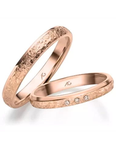 Modernus vestuvinis žiedas su deimantais - Reljefas