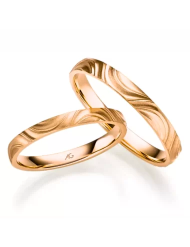 Geltono aukso modernus vestuvinis žiedas be deimanto - Reljefas I