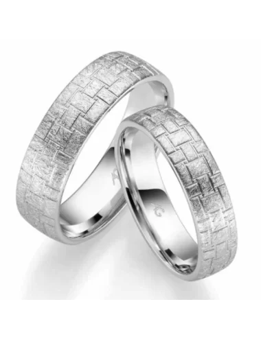 5 mm matinės faktūros su reljefiniais geometriniais raštais vestuvinis žiedas