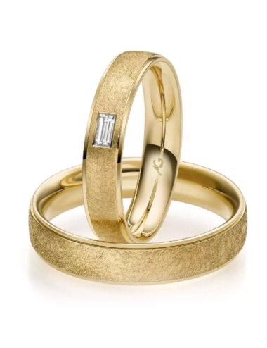 Tekstūrinis vestuvinis žiedas su deimantu - Emerald I