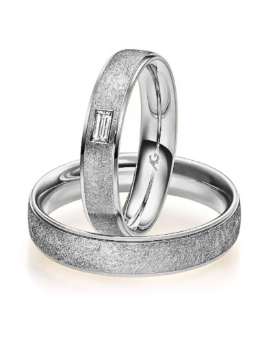 Tekstūrinis vestuvinis žiedas su deimantu - Emerald I